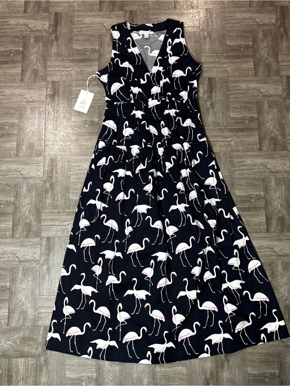 Free Assembly Women’s Sleeveless V-Neck Maxi Dress With Flamingos Size XS